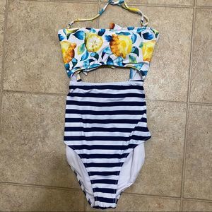 Cupshe lemon and stripes one piece swim